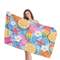 Dickes Strandtuch mit Meereslebewesen und Orangenprint auf himmelblauem Grund - Himmelblauer Hintergrund Orange Seestern