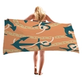Thick nautical beach towel with anchor and rope patterns for summer seaside vacations - Orange Yellow Anchor Rope (2)