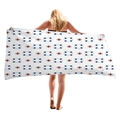 Thick nautical beach towel with anchor and compass pattern on white background - White Compass Star (4)