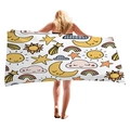 Microfiber beach towel with cartoon sun and moon patterns for travel and vacation - Cartoon Sun Moon Cloud Style (3)