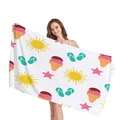 Toalla de playa gruesa sin costuras con motivos veraniegos de sol y helado - 150x75cm / Estilo Chanclas Helado de Verano Fondo Blanco (9)