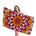 Bohemian mandala beach towel featuring vibrant orange and pink patterns on soft fabric - Rose Red Mandala (7)