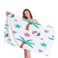 Toalla de playa gruesa sin costuras con palmeras tropicales, conchas y estrellas de mar - 150x75cm / Estilo Pelota de Playa Palmera Tropical Fondo Blanco (10)