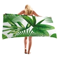 Tropical green palm leaf patterned large beach towel for vacation and swimming use - 150x75cm / Lush Palm Fronds Design (2)