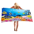Thick oversized microfiber beach towel with underwater coral reef and tropical fish print - Clownfish Coral Reef Style (2)
