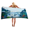 Thick underwater world beach towel featuring 3D marine life patterns and ocean motifs - Blue Ocean Totem Style (3)