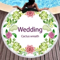 Rundes Strandtuch mit Fransen und Aquarell-Kaktus-Blumenkranz-Design - Hochzeit Kaktus Kranz (9)