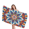 Mikrofaser-Strandtuch mit buntem geometrischem Mandala-Muster für den Urlaub - Blau Und Rot Mandala (7) / 150x75cm