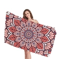 Mandala beach towel with brick red and dusty pink geometric patterns in boho style - Brick Red Lotus Pink Mandala Style (13)