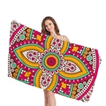 Ethnic Mandala geometric flower beach towel with yellow and pink microfiber fabric - Multicolor Patchwork Mandala (5)
