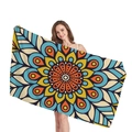 Mandala patterned thick beach towel in peacock blue and orange colors for vacation - Mandala Print 8