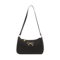 Sac bandoulière minimaliste noir avec nœud doré et tirette de fermeture florale - Noir