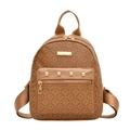 Mini zaino marrone da donna con motivi monogramma, rivetti dorati e pelle - Marrone