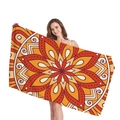 Ethno-Mandala Strandtuch mit geometrischem Muster in leuchtendem Orange und Rot - Orange Und Gelb Mandala (8) / 150x75cm