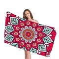 Telo mare Mandala etnico con motivi floreali rossi e turchesi in microfibra - Stile Mandala 6