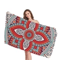 Ethnic Mandala beach towel featuring red and mint green bohemian geometric patterns - Red Green Orange Mandala (6)