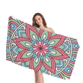 Ethno-Mandala Strandtuch in Pink und Blau mit leuchtenden geometrischen Mustern - Rosa Und Blau Mandala (9) / 150x75cm