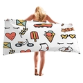 Cartoon animal beach towel featuring sneakers and ice cream patterns on white background - Life Elements Illustration Style (5)