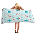 Thick light blue beach towel with nautical anchor and sailboat patterns for vacations - Light Blue Nautical Elements (6)