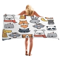 Microfiber beach towel with cartoon animal print and soft absorbent texture - Cartoon Forest Animals Style (6)