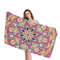 Mandala-Strandtuch mit geometrischen Blumenmustern in Pink und Türkisblau - Pink Und Blaugrün Mandala (10) / 150x75cm