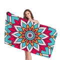 Ethnic mandala patterned beach towel in vibrant red and blue hues for vacation - Mandala Print 11