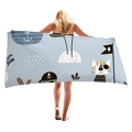 Dickes Strandtuch mit Piratenschiff und Seemannskatze für den Sommerurlaub am Meer - Piratenkatze-Stil / 150x75cm