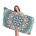 Telo mare mandala con motivo loto turchese e corallo in morbida microfibra - Stile Mandala 9