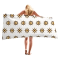 Thick nautical beach towel with anchor and ship wheel patterns for ocean vacations - Nautical Rudder Style (01)
