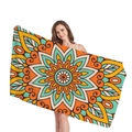 Vibrant orange and turquoise bohemian mandala beach towel in soft thick fabric - Mandala Print 12