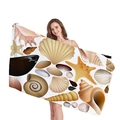 Asciugamano da spiaggia bianco in microfibra con motivi di conchiglie e stelle marine - Stile Marino Conchiglie e Stelle Marine (12) / 150x75