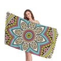 Bohemian mandala beach towel with colorful geometric patterns for vacation - Blue Pink Yellow Green Mandala (9)