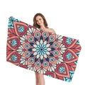 Bohemian mandala beach towel with red and blue geometric patterns for beach vacation - Red Blue Mandala (14)