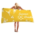 Yellow beach towel with Summer Drinks print and cocktail patterns for vacation - Yellow Summer Drinks