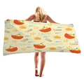 Pale yellow beach towel with sailor nautical patterns like sailboats and stars - Sailor Nautical Style (9)