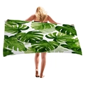 Thick cotton beach towel with tropical green monstera leaf watercolor print - 150x75cm / Watercolor Monstera Style (8)