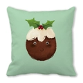 Detail of soft peach skin cushion cover with cute Christmas pudding character printing - Anthropomorphic Christmas Pudding Style(11) / 45x45cm