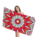 Mikrofaser Strandtuch mit rotem und orangem Mandala Geometrie Blumenmuster - Rot Orange Und Cyan Mandala (13) / 150x75cm
