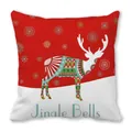 Detailed view of Christmas elk pillowcase with snowflake patterns and Jingle Bells text - Red White Jingle Bells Reindeer (2)