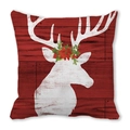Détail d'impression de silhouette d'élan festif sur tissu peau de pêche rouge - Tête de Renne Bois Rouge Sombre Fleur (14)