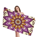 Thick mandala beach towel with geometric bohemian patterns in purple and orange - Mandala Print 14