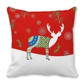 Détail de l'imprimé renne de Noël sur une taie d'oreiller carrée en peau de pêche douce - Renne de Noël Blanc Motif Peint (6)