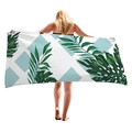 Dickes Strandtuch mit tropischen Palmenblättern und blauen geometrischen Rautenmustern - Blaues Geometrisches Tropisches Blatt (9)