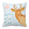 Detail of soft peach skin cushion cover with cartoon reindeer and Happy New Year text - Cartoon Reindeer Happy New Year Style(37) / 45x45cm