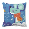 Detail of Christmas pillowcase with cartoon mouse pattern on soft peach skin fabric - Cartoon Mouse with Ethnic Scarf Style(22) / 45x45cm