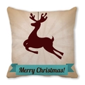 Détail de la silhouette de renne de Noël et imprimé Merry Christmas sur la taie d'oreiller - Renne Beige Vintage Merry Christmas (38) / 45x45cm