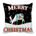 Gros plan du motif silhouette de renne Merry Christmas sur la housse de coussin - Renne Graffiti N&B Merry Christmas (30)