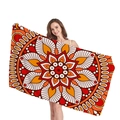 Asciugamano da spiaggia mandala etnico con motivi floreali rosso e arancione per vacanze - Stile Mandala 12