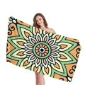 Mandala geometric beach towel with yellow and mint patterns on soft microfiber fabric - Mandala Print 15