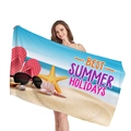 Dickes Strandtuch mit Sommerferien-Druck, roten Flip-Flops und Muschel-Mustern - Urlaubselemente Stil 1